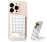 Silicone Suction Phone Case Adhesive Mount - 2 in 1 Silicone Sticky Grip with Suction Cup and Bracket,Phone Accessory for iPhone and Android,Sticky Grip for Selfies,Videos,and Tiktok(White)