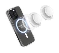Silicone Suction Phone Case Magnetic Mount for iPhone 16 15 14 13 12 Mag Safe Case & All Phones, Long Lasting Hand free Phone Holder for Mirror Glass Bathroom Gym TikTok Videos Selfies (2 Pack, White)