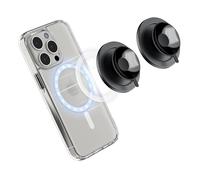 Silicone Suction Phone Case Magnetic Mount for iPhone 16 15 14 13 12 Mag Safe Case & All Phones, Long-Lasting Hand-Free Phone Holder for Mirror Glass Bathroom Gym TikTok Videos Selfies (2 Pack, Black)