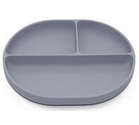 Silicone Suction Plate for Babies and Toddlers - Non-Slip Design with Suction Base, Oval Plate for Weaning and Highchair Use - BPA-Free, Hypoallergenic, Easy to Clean and Store (Livid Blue)