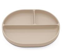 Silicone Suction Plate for Babies and Toddlers - Non-Slip Design with Suction Base, Oval Plate for Weaning and Highchair Use - BPA-Free, Hypoallergenic, Easy to Clean and Store (Nude)