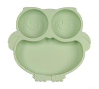 Silicone suction plate with 3 individual food compartments to food separation, combined with 4 suction cups for stable and slip resistant use (light green)