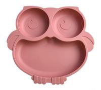 Silicone suction plate with 3 individual food compartments to food separation, combined with 4 suction cups for stable and slip resistant use (dark pink)