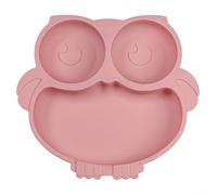 Silicone suction plate with 3 individual food compartments to food separation, combined with 4 suction cups for stable and slip resistant use (light pink)