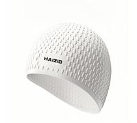 Silicone Swim Cap For Men Women - Comfortable Bathing Cap Ideal for Curly Short Medium Long Hair Shower Caps Keep Hairstyle Unchanged Non-Slip (White)