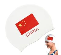 Silicone Swim Cap, Swim Cap for Women - High Elasticity Flag Printed Silicone Swim Hats | Comfortable Hat Ear Protection Waterproof Wrap