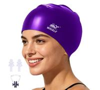 Silicone Swim Cap - Waterproof Non-Slip High Elasticity - Keeps Hair Dry Perfect for Men and Women Large Swimming Cap (Purple)