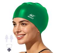 Silicone Swim Cap - Waterproof Non-Slip High Elasticity - Keeps Hair Dry Perfect for Men and Women Large Swimming Cap (Green)