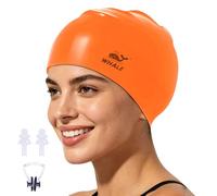 Silicone Swim Cap - Waterproof Non-Slip High Elasticity - Keeps Hair Dry Perfect for Men and Women Large Swimming Cap (Orange)