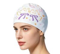 Silicone Swim Caps for Women, 3D Ergonomic Waterproof Hat | 24cm, 57g, No Pull Hair Design, Comfort Fit | for Pool Training Beach Bathing, Adult Women Girls, Long Short Hair