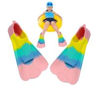 Silicone Swim Fins Kids Short Silicone Flippers | Swimming Fin Lightweight Comfortable Non-Slip Adjustable for Swimming Pool Snorkeling Diving Training Outdoor Travel
