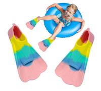 Silicone Swim Fins Kids - Short Training Flippers, Flexible Water Propulsion Design, Comfortable Fit Swimming Gear For Youth Adults Pool Practice, Strength Kick Support For Breaststroke Free Diving