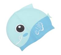 Silicone Swim Hat with Cartoon Print, Medium Size | Blue Whale Design, Anti-slip Fit, Forehead Coverage, for Bathing and Water Play, Hair Containment