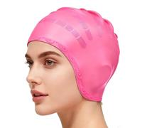 Silicone Swiming Cap, Swim Caps with 3D Ear Protection Hypoallergenic Waterproof Swimming Hat Fits Long & Short Hair Lightweight Elastic Anti-slip Swim Hat for Women Men Adult & Youth