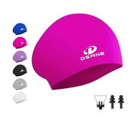 Silicone Swimming Cap for Long Hair, Ergonomic 3D Design Silicone Swimming Cap for Women Kids Men Adults Boys Girls with Ear Plug and Nose Clip