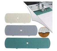 Silicone Tap Mat,Sink Splash Guard,Kitchen Drain, Handle Drip Catcher Tray, for lingli(35CM Green)