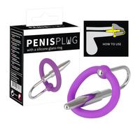 Silicone Tapered Urethral Plug with Glans Ring (Purple-Silver)