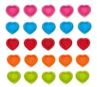 Silicone Tattoo Ink Caps with Non-Slip Base | 50-Pack Heart-Shaped Design | Reusable Pigment Cups for Tattoo Artists, Studios & Beginners (5 Colour Set)
