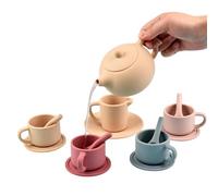 Silicone Tea Cup Set - Heat Resistant Texture, Pastel Color Palette, Ergonomic Grip | Social Skill Builder, Play Set For Daycare Centers Family Night Home School Classroom Desk Birthday Holiday Play