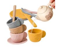 Silicone Tea Party Set - Toddler Tea Set with Silicone Teapot Cups Scoop | Motor Skills Development Role Play Toy for 3-6 Years Old Girls Boys Holiday Birthday Christmas