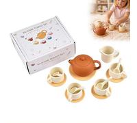 Silicone Tea Set for Toddlers, Kid Role Play Picnic Tea Service, Dishwasher Safe Sensory Mud Kitchen Toys, Montessoris Toy 1 2 3 Year Old