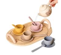 Silicone Tea Sets Little Girls Boys - Safe Shatterproof Kitchen Role Playing Cooking Miniature Tableware, Soft Flexible Teapot Creamer | Educational Christmas Birthday Present Son Dau