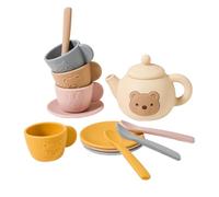 Silicone Tea Sets Little Girls Boys - Safe Shatterproof Kitchen Role Playing Cooking Miniature Tableware, Soft Flexible Teapot Creamer | Educational Christmas Birthday Present Son Dau