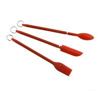 Silicone Telescoping Spatula Set for Kitchen Jars Cosmetics - Retractable Marmalade Spoon Oil Brush and Thin Jar Scraper 3-piece or 12-piece (Pink/Green/Red/Black/Mixed)(5)