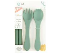 Silicone - This Set of Silicone is Ideal for First Learning Stages with - Wipe Clean After Use - Includes: 2 X Knifes, 1 X Spoon, 1 X Fork (Green)