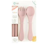 Silicone - This Set of Silicone is Ideal for First Learning Stages with - Wipe Clean After Use - Includes: 2 X Knifes, 1 X Spoon, 1 X Fork (Pink)