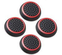 Silicone Thumb Stick Joystick Analog Grip Thumbsticks Cap Cover Case for PS4 PS3 Xbox One Xbox 360 Wii U NS Pro Controller (Black-Red)