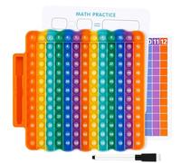 Silicone Times Tables Poster, 0-144 Educational Times Table Poppet 12x12 Set, Pop It Fidget Toys for Learn Math Multiplication Tables, Stress Relief Squeeze Toy (Multiplication Pop It,Pen,Card)