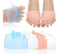 Silicone Toe Separator, Toe Spacers for Women, Metatarsal Pads, Breathable & Soft Correct Toes, Gel Toe Separators for Women, Bunion Corrector for Women Big Toe (Nude/Blue/White/Transparent)