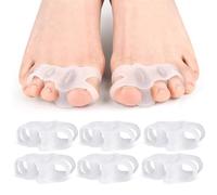 Silicone Toes Separator, 3 Pairs Soft Breathable Big Toe Separators Toe Spacers, 3 Loops Crooked Hammer Overlapping Toes Straightener Bunion Corrector for Correct & Align Toes, Reduce Friction (Clear)