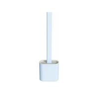 Silicone Toilet Brush and Holder TPR Long Plastic Handle Blue