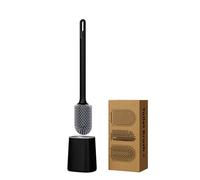 Silicone Toilet Brush,Toilet Brushes & Holders with Anti-Clog Deep Clean Head,Easy Installation Toilet Brush Holder Set for Bathroom (Black)