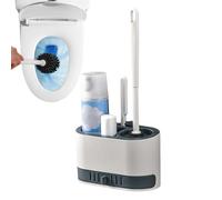 Silicone Toilet Brush - Wall Mounted Bowl Cleaner, Long Handle, Easy Rinse, Hairless Design, Minimalist Bathroom Organiser, Sturdy and Compact Holder, Practical Cleaning