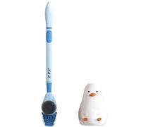 Silicone Toilet Brush with Holder, 16.7inch Cute Duck Toilet Brush with Refillable Liquid Handle, Three-Sided Brush Toilet Cleaning Brushes for Bathroom Deep Cleaning
