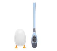 Silicone Toilet Brush with Holder, Cute Diving Duck Toilet Cleaner Brush for Bathroom (Blue)