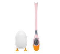 Silicone Toilet Brush with Holder, Cute Diving Duck Toilet Cleaner Brush for Bathroom (Pink)