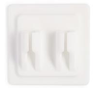 Silicone Toothbrush Holder Ideal for Bamboo Toothbrushes Self adhesive Holds 2 items Black or White Razor holder Wall mount Toothbrush head holder Bathroom Cardboard packaging (White)