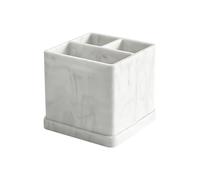 Silicone Toothbrush Holder with Drain Holes, White Marble | Food Grade Silicone with Firm Base and Easy Cleaning, Drainage Holes for Hygienic Bathroom Storage
