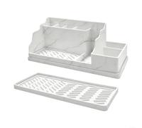 Silicone Toothbrush Holder with Marble Tray for Bathroom No-Drilling