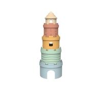 Silicone Tower Shape Teether with Sensory Learning 6 Months+, B | Tower-Shaped Silicone Stacker with Teething Relief for Newborns Infants Sensory Toy Learning Stacking Toy