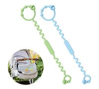 Silicone Toy Clip - 2pcs Food-Grade Silicone Pacifier & Sippy Cup Strap, Adjustable Stroller Clip, Baby Anti-Drop Toy Chains (Blue/Green)
