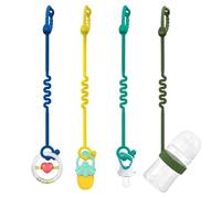 Silicone Toy Clips Baby - Adjustable Toy Straps and Baby Dummy Clip for Strollers, High Chairs, Cribs, Car Seats (4 Pcs)