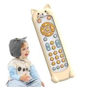 Silicone Toy Remote Control - Early Number Learning Toy with Silicone Animal Shaped Teether Cover,3 Languages (English, Spanish & French) Toddler Musical TV Remote with Sounds for Preschool