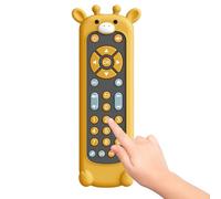 Silicone Toy Remote Control | Early Number Learning Toy with Silicone Animal Shaped Teether Cover - 3 Languages (English, Spanish & French) Toy TV Remote with Sounds for Over 18 Months Boys Girls