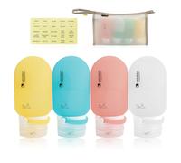 Silicone Travel Bottles for Toiletries - 60ml Refillable Squeezable Containers,4PCS Leak Proof Travel Containers with Label and Transparent Carry Bag for Shampoo,Lotion (4)