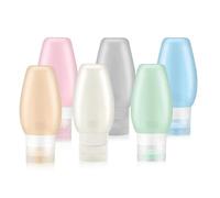 Silicone Travel Bottles for Toiletries Travel Size 3oz Containers Set 6 Pack Portable Leak Proof Refillable Cosmetic Squeeze Bottles for Shampoo Conditioner Lotion